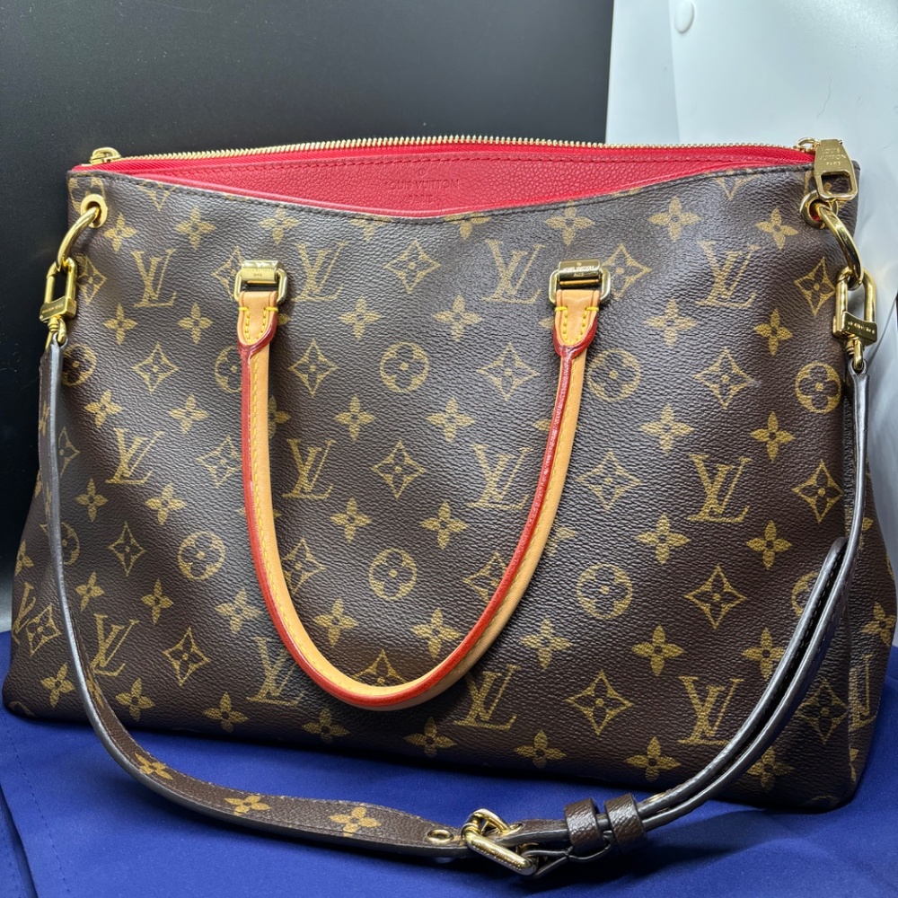 Louis Vuitton Pallas Monogram Canvas Tote – Red Accent